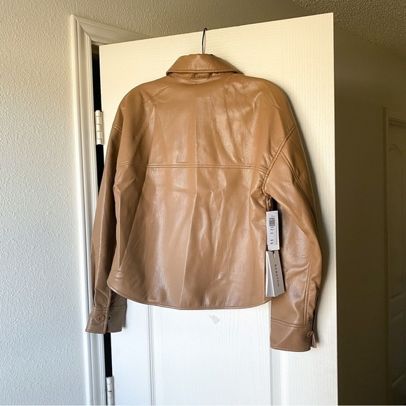 Aritzia Jacket Pelli Hip Shirt Shacket Vegan-Leather Button-Down Saville XS NWT - Picture 4 of 8